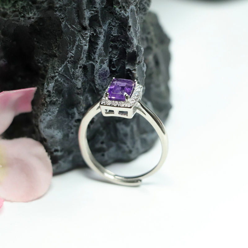 Amethyst ring full diamond princess ring popular crystal jewelry live broadcast CB2120138