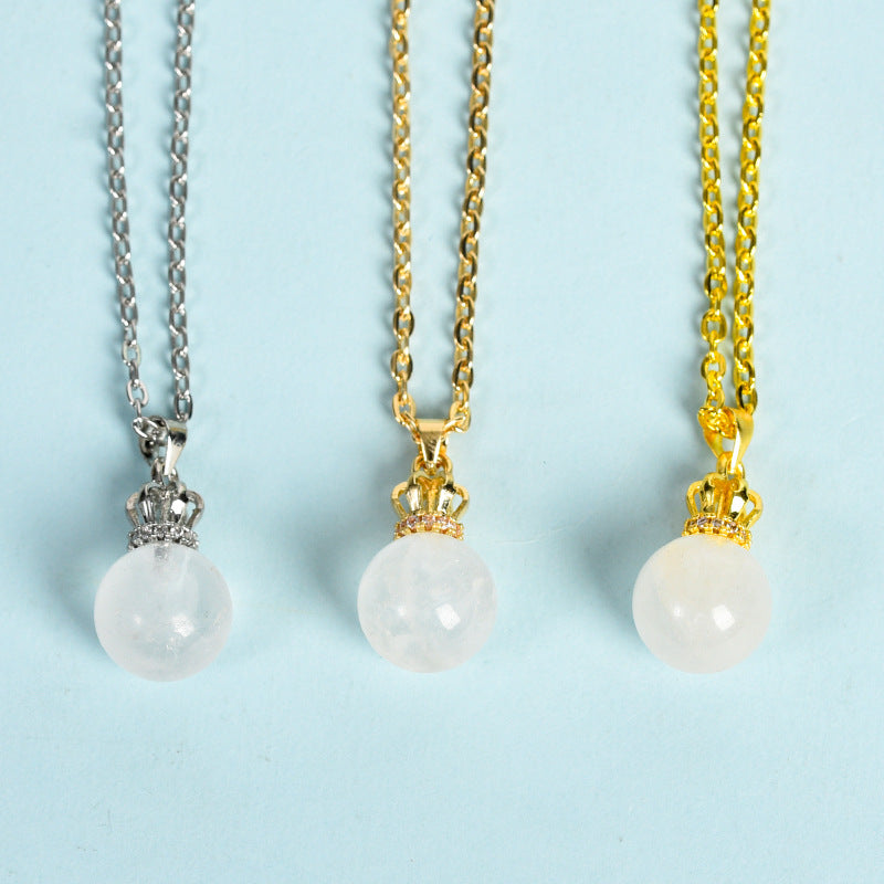 Natural crystal raw stone crown round bead jade pendant hand-wound hot-selling jewelry