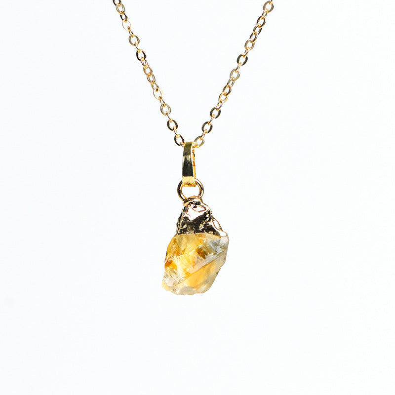 Hot selling natural amethyst raw stone gold-plated pendant irregular shape crystal necklace jewelry accessories