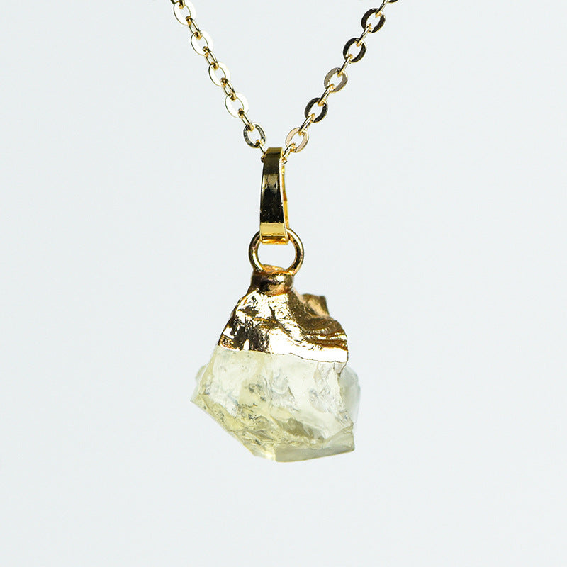 Hot selling natural amethyst raw stone gold-plated pendant irregular shape crystal necklace jewelry accessories