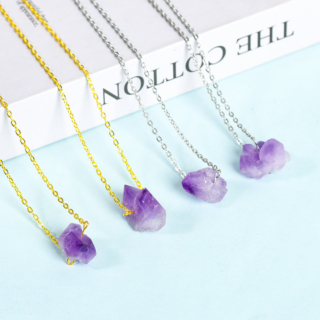 Brazilian natural amethyst rough stone pendant necklace bare stone amethyst cluster shaped amethyst flower pendant