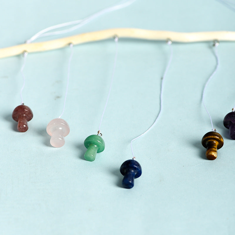 Natural crystal mushroom love wind chime window bell car decoration multi-color elegant home pendant living room balcony decoration