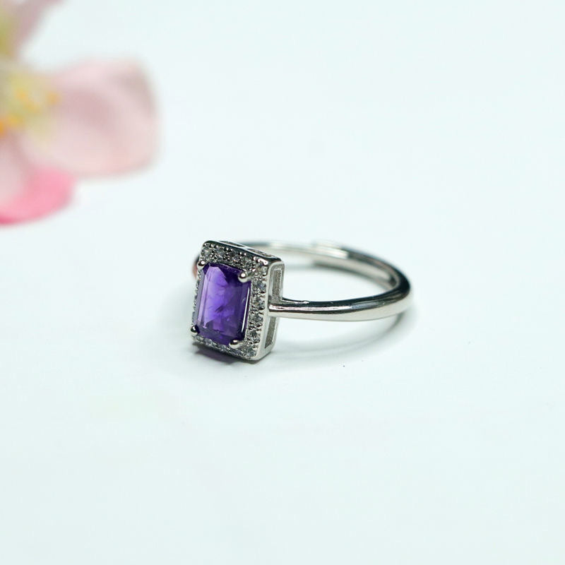 Amethyst ring full diamond princess ring popular crystal jewelry live broadcast CB2120138