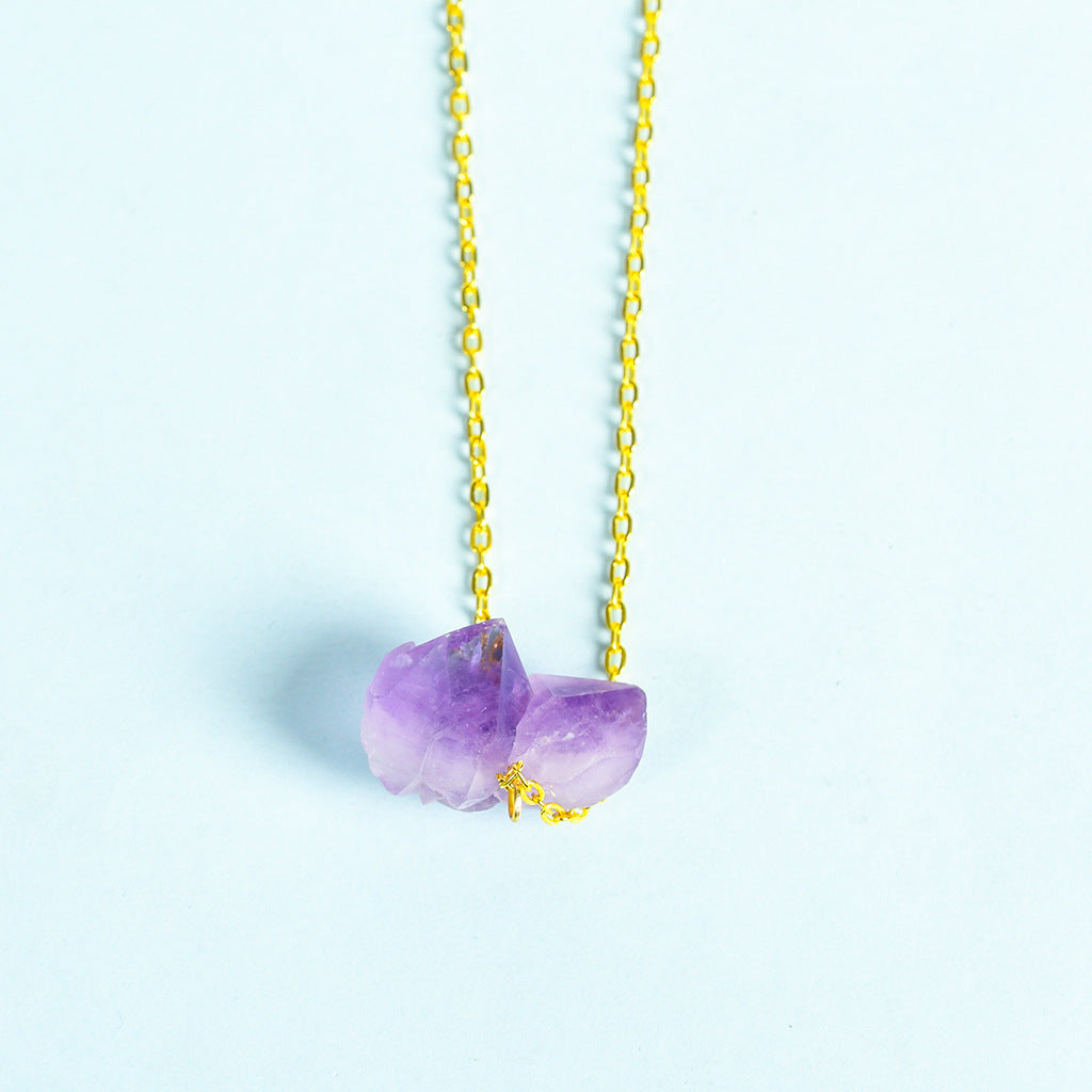Brazilian natural amethyst rough stone pendant necklace bare stone amethyst cluster shaped amethyst flower pendant