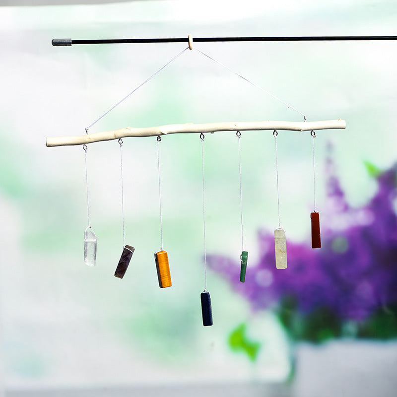 Natural crystal mushroom love wind chime window bell car decoration multi-color elegant home pendant living room balcony decoration