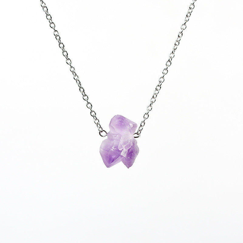 Brazilian natural amethyst rough stone pendant necklace bare stone amethyst cluster shaped amethyst flower pendant