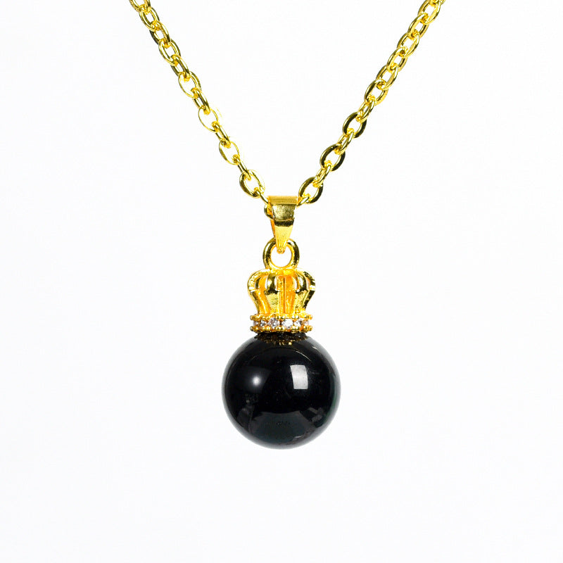 Natural crystal raw stone crown round bead jade pendant hand-wound hot-selling jewelry