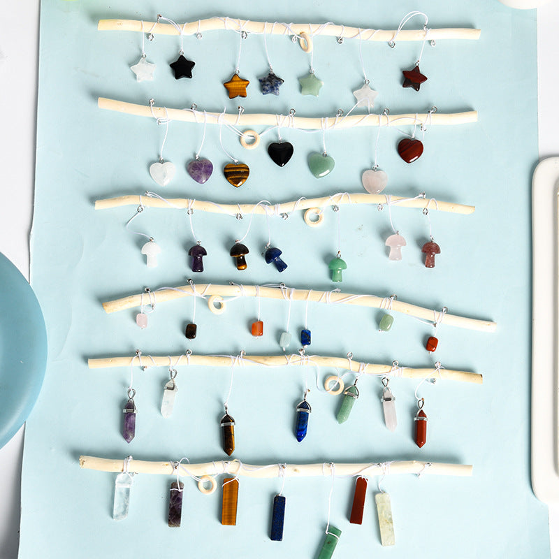 Natural crystal mushroom love wind chime window bell car decoration multi-color elegant home pendant living room balcony decoration