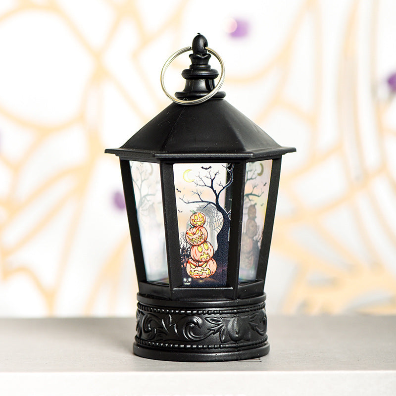 Pagoda revolving lantern Halloween pumpkin light string spider skull horror ghost holiday atmosphere decorative lanterns