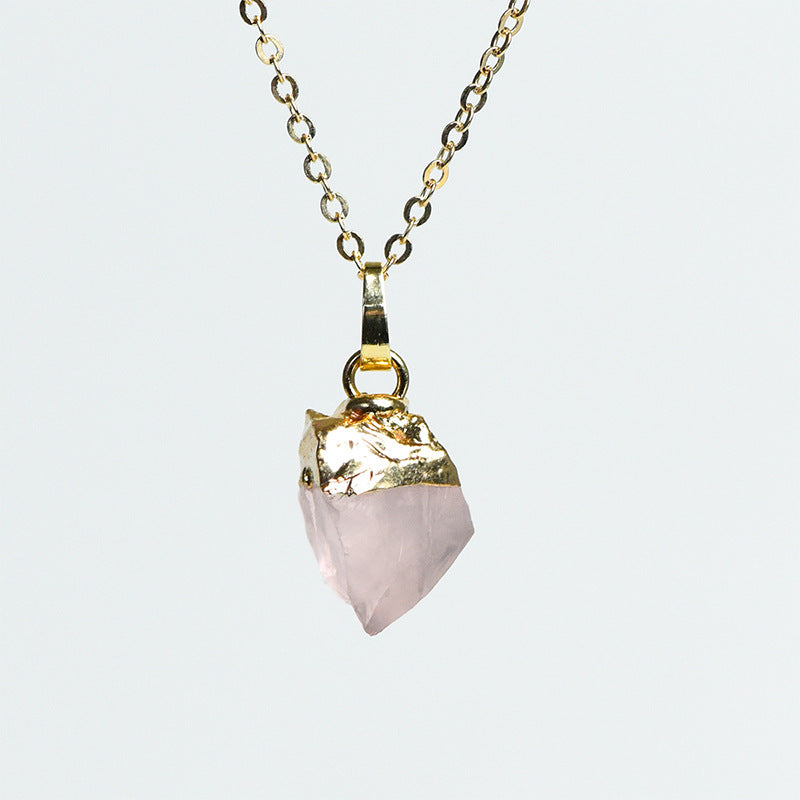 Hot selling natural amethyst raw stone gold-plated pendant irregular shape crystal necklace jewelry accessories