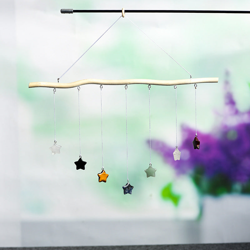 Natural crystal mushroom love wind chime window bell car decoration multi-color elegant home pendant living room balcony decoration