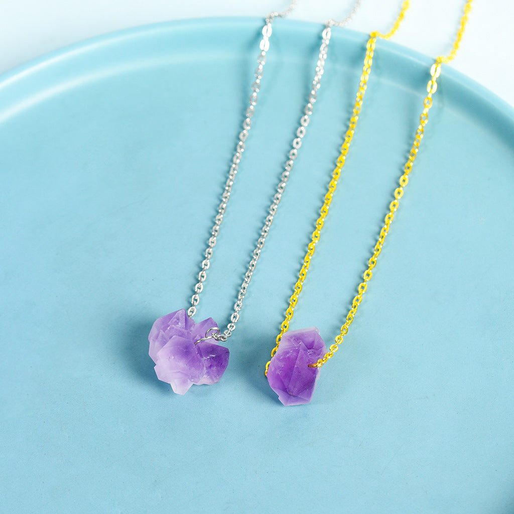 Brazilian natural amethyst rough stone pendant necklace bare stone amethyst cluster shaped amethyst flower pendant