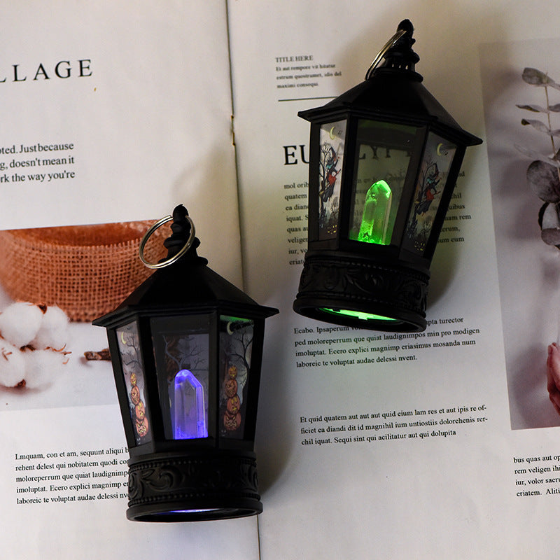 Pagoda revolving lantern Halloween pumpkin light string spider skull horror ghost holiday atmosphere decorative lanterns