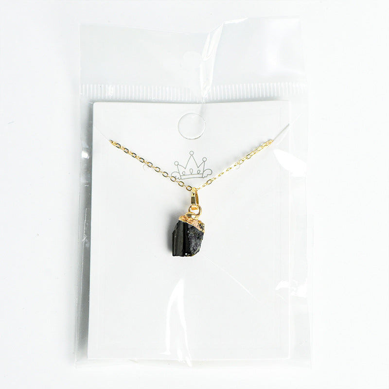 Hot selling natural amethyst raw stone gold-plated pendant irregular shape crystal necklace jewelry accessories