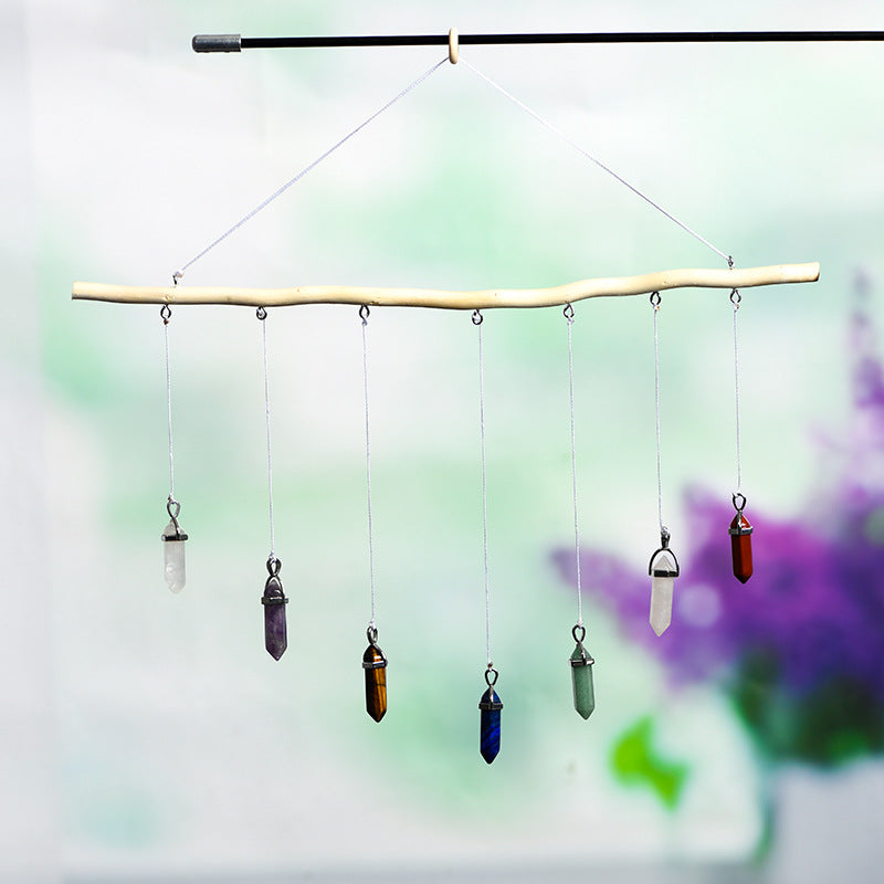 Natural crystal mushroom love wind chime window bell car decoration multi-color elegant home pendant living room balcony decoration