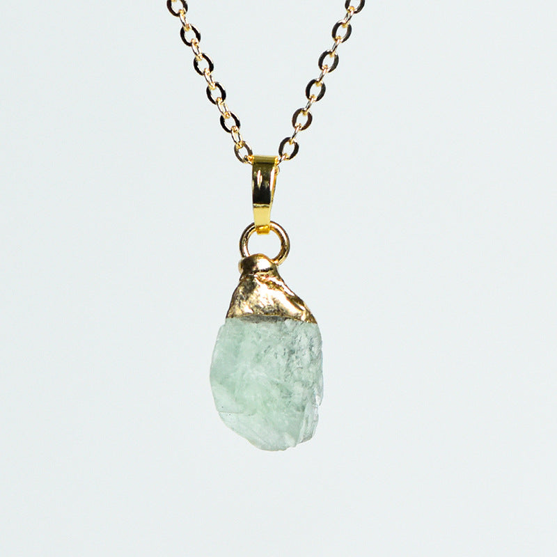 Hot selling natural amethyst raw stone gold-plated pendant irregular shape crystal necklace jewelry accessories