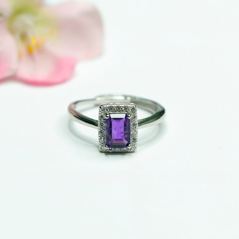 Amethyst ring full diamond princess ring popular crystal jewelry live broadcast CB2120138