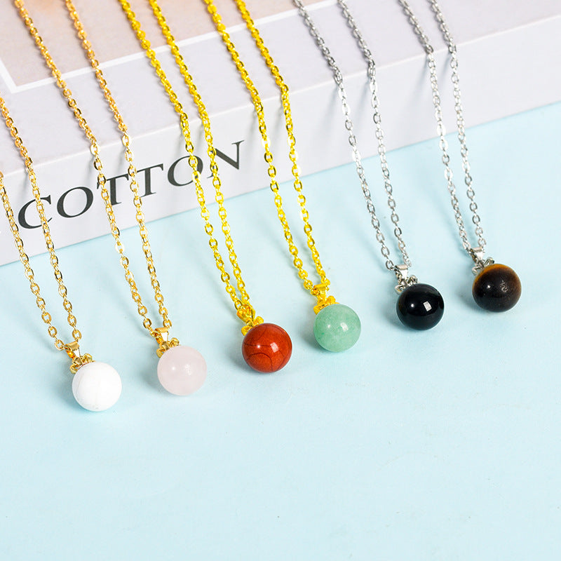 Natural crystal raw stone crown round bead jade pendant hand-wound hot-selling jewelry