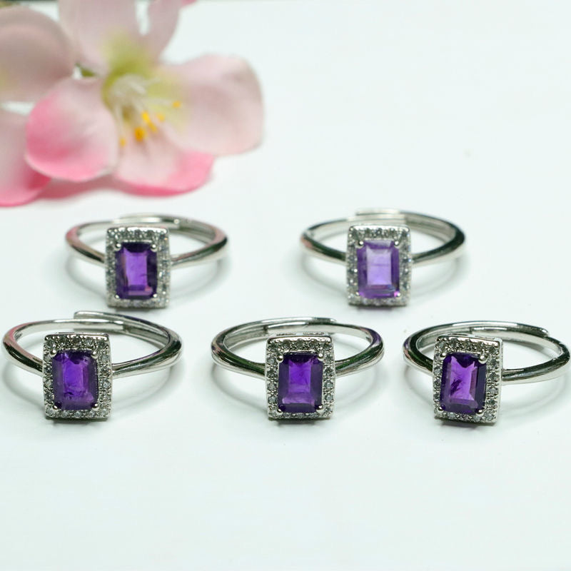 Amethyst ring full diamond princess ring popular crystal jewelry live broadcast CB2120138