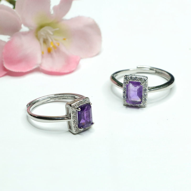 Amethyst ring full diamond princess ring popular crystal jewelry live broadcast CB2120138