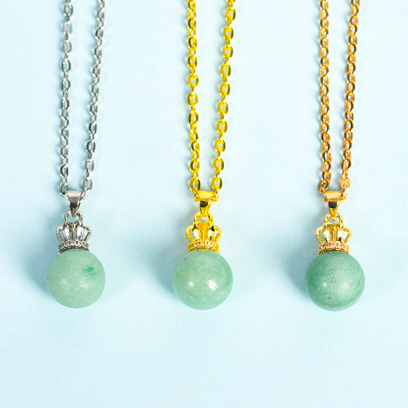 Natural crystal raw stone crown round bead jade pendant hand-wound hot-selling jewelry