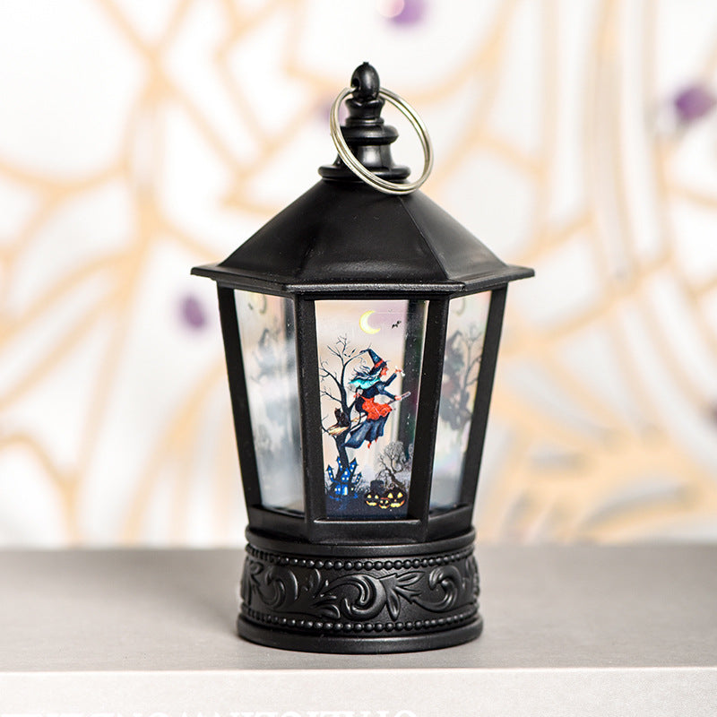 Pagoda revolving lantern Halloween pumpkin light string spider skull horror ghost holiday atmosphere decorative lanterns