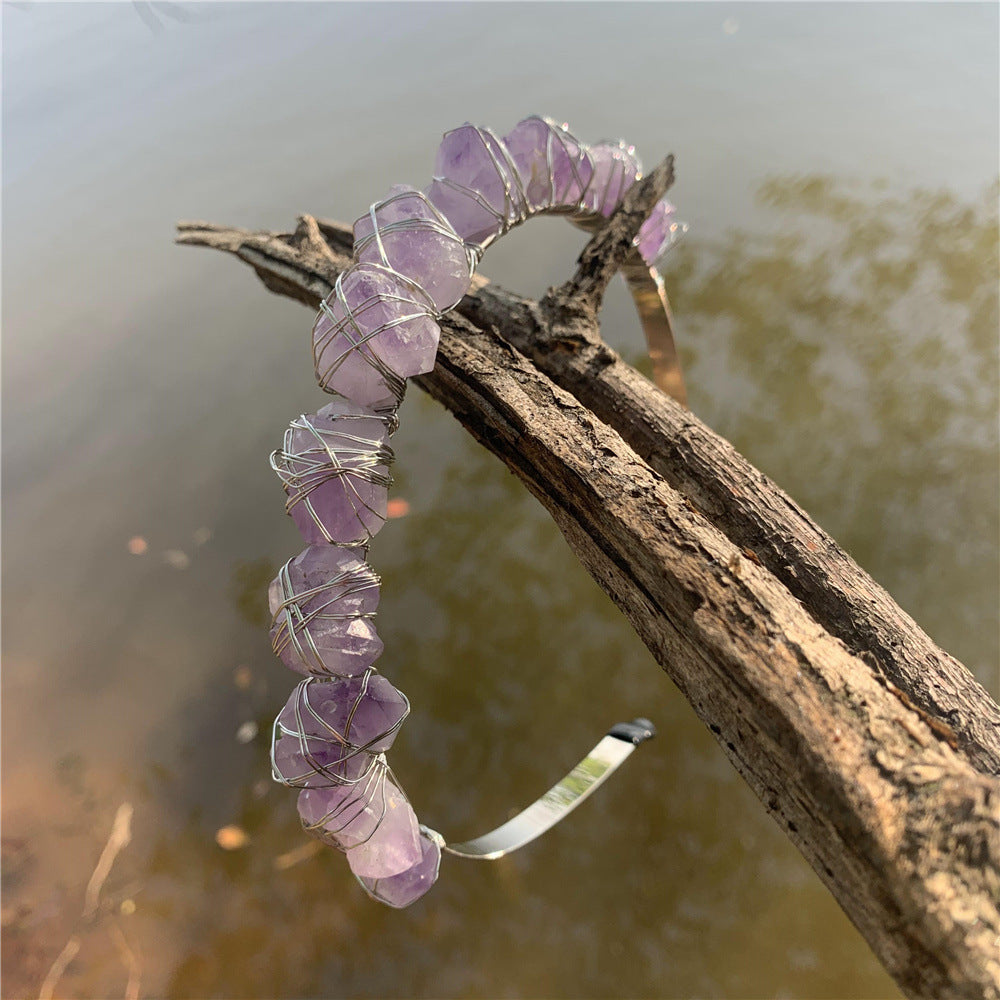 Natural crystal quartz crown birth amethyst gemstone wedding tiara