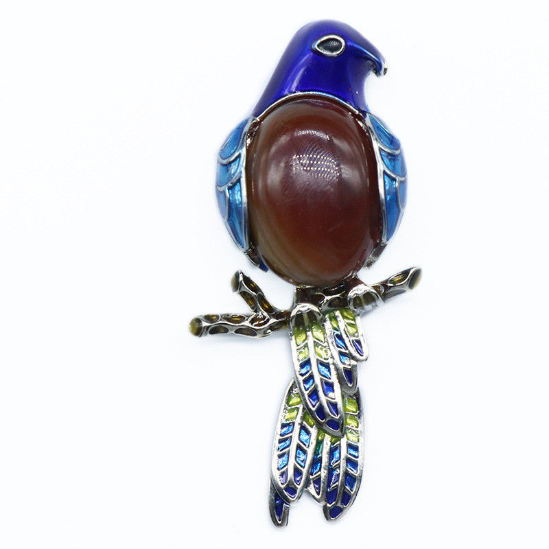 Gem brooch pendant, crystal agate, shell, magpie inlaid gem alloy pendant, brooch, necklace