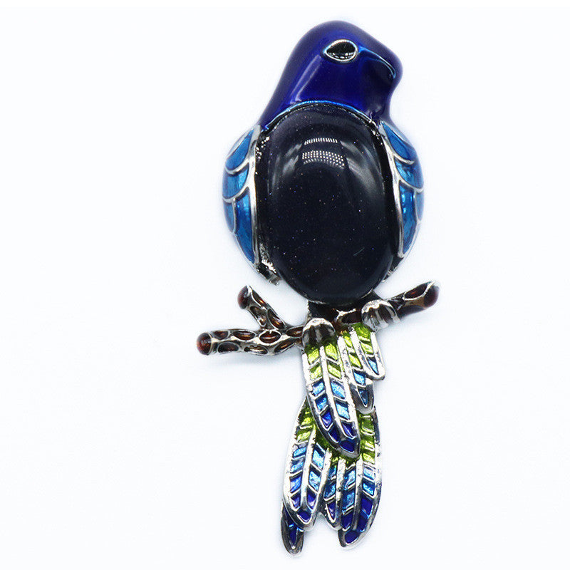 Gem brooch pendant, crystal agate, shell, magpie inlaid gem alloy pendant, brooch, necklace