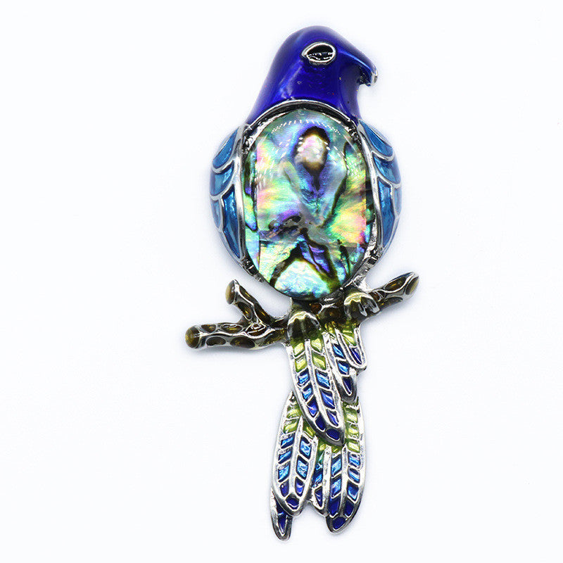 Gem brooch pendant, crystal agate, shell, magpie inlaid gem alloy pendant, brooch, necklace