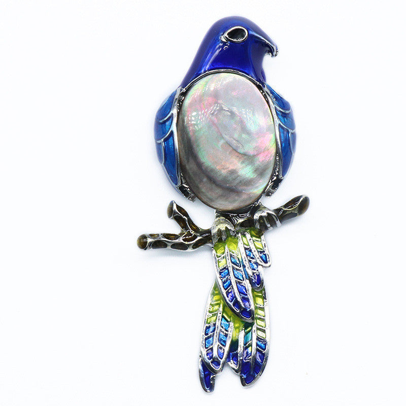 Gem brooch pendant, crystal agate, shell, magpie inlaid gem alloy pendant, brooch, necklace