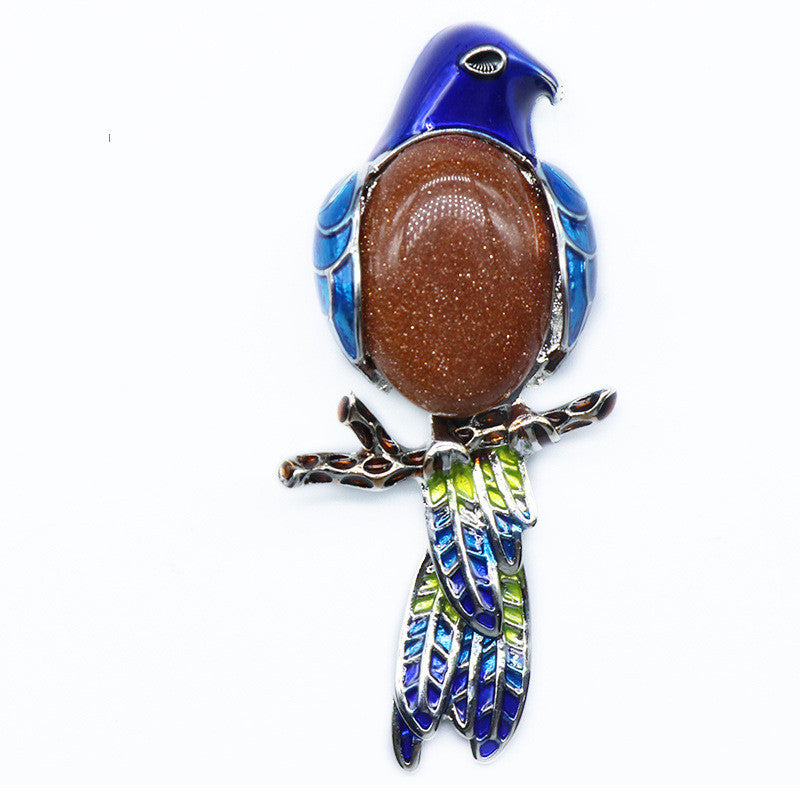 Gem brooch pendant, crystal agate, shell, magpie inlaid gem alloy pendant, brooch, necklace