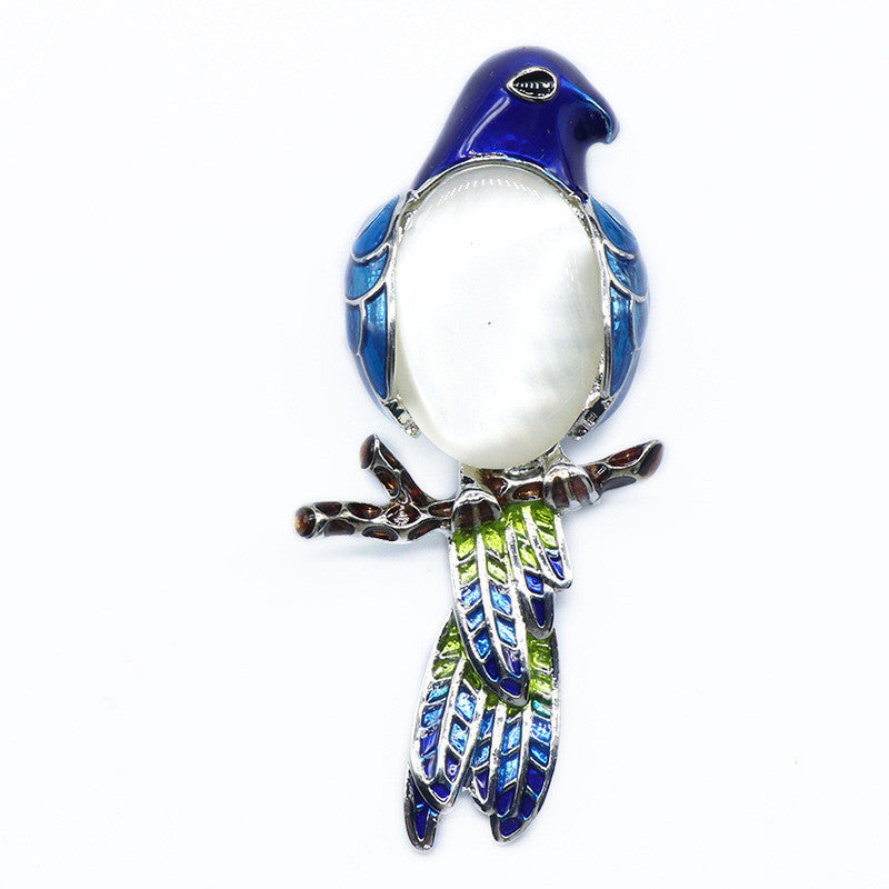 Gem brooch pendant, crystal agate, shell, magpie inlaid gem alloy pendant, brooch, necklace