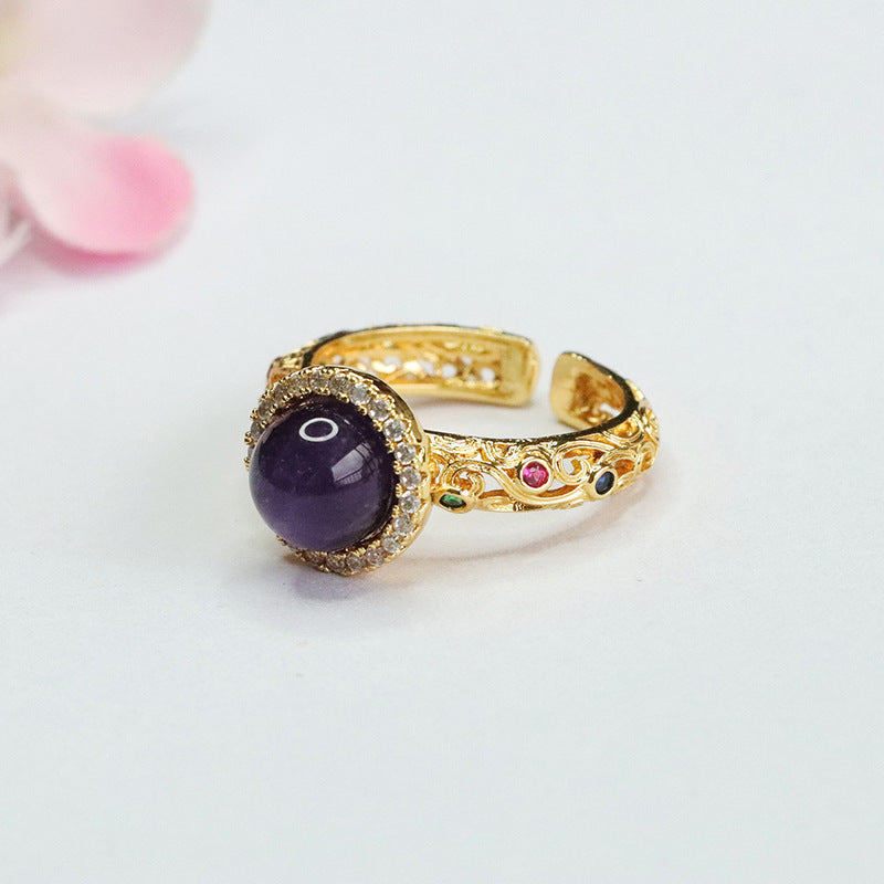 Natural Amethyst Ring Purple Colorful Open Ring Ring CB4040504 