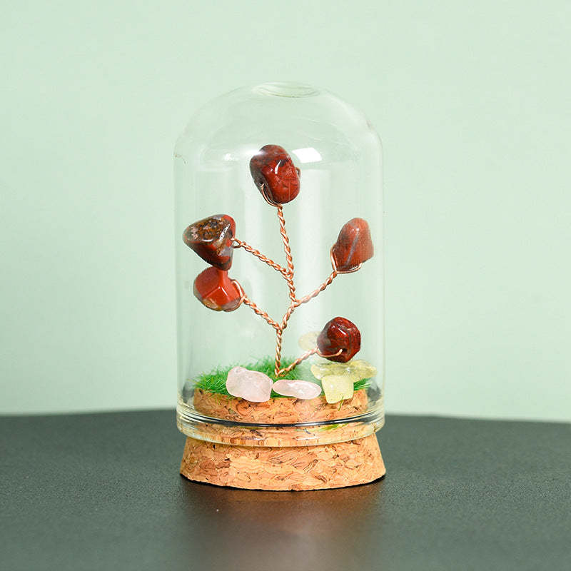 Natural crystal raw stone glass cover micro landscape crystal tree children's popular science festival gift home decoration ornaments 