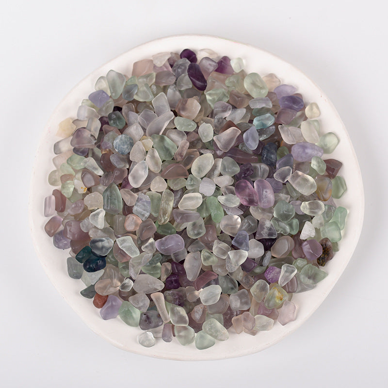 Natural colored fluorite gravel polished and shaped aromatherapy diffuser stone fish tank flower pot pavement small particle decorative stone 