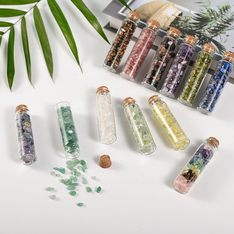 Natural crystal gravel drift bottle gift box set 7 color beads bottle mine standard popular science English children's gift 