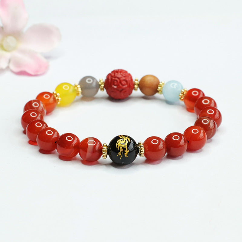 Nine Purple Lihuo Bracelet Agate Dragon Pattern Five Elements Bracelet Year of the Dragon MN4030101