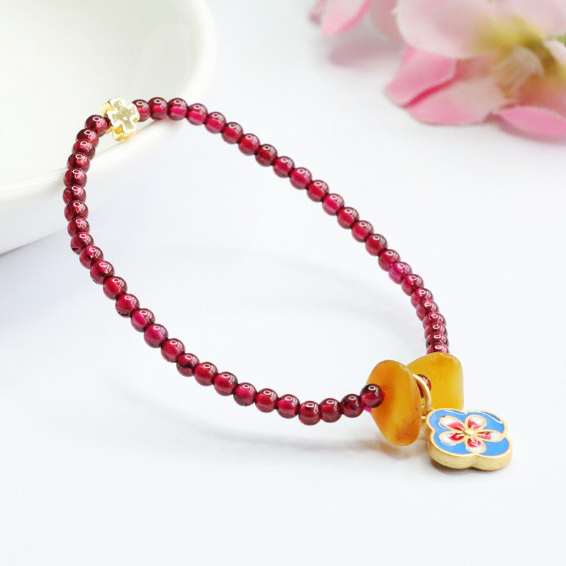 Natural garnet bracelet Brazilian crystal peach blossom bracelet colorful treasure CB2090502 