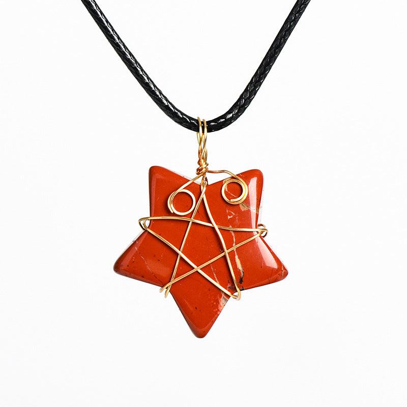 Natural crystal raw stone mini star five-pointed star jade pendant hand-wound hot-selling jewelry 