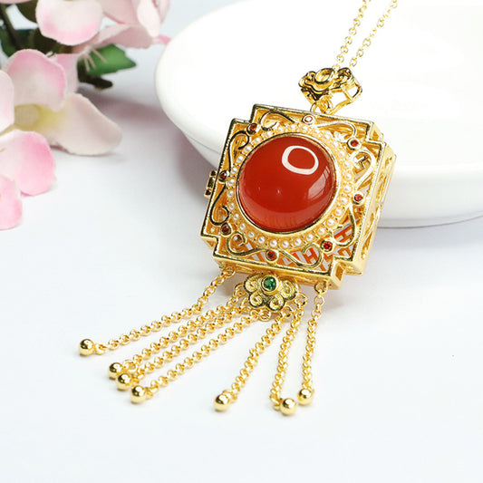 Carnelian pendant carnelian sachet tassel necklace palace style MN3081511