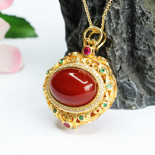 Carnelian Pendant Chalcedony Pigeon Egg Jewelry MN3041104