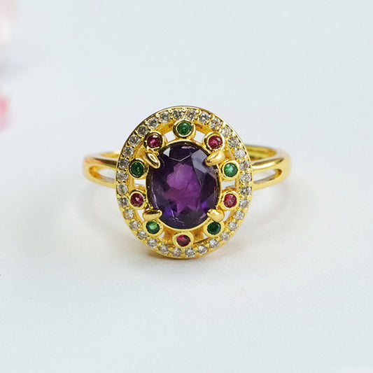 Natural Amethyst Ring Purple Colorful Jewelry Ring Ring Jewelry CB3121305 