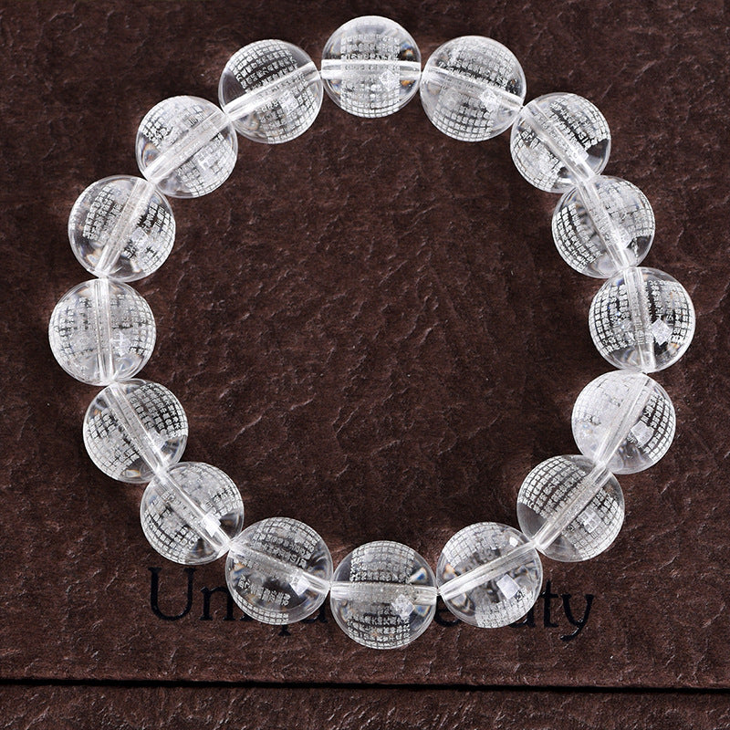 Natural white crystal Prajna Paramita Heart Sutra beads bracelet single circle high quality raw material 