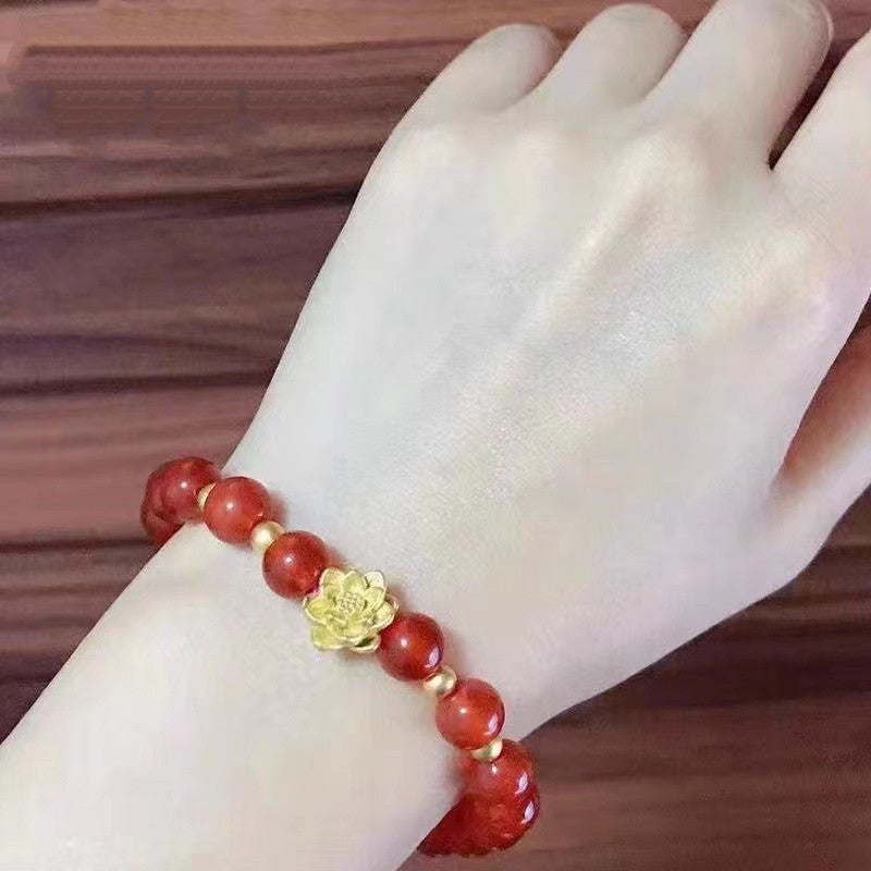 Supply natural red agate bracelet chalcedony lotus bracelet jewelry MN2080810