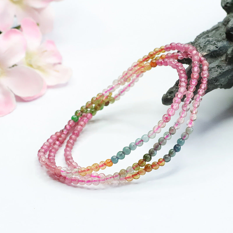 Natural Rainbow Tourmaline Bracelet Multiple Circles Brazilian Old Pit Bracelet for Women CB3022405 