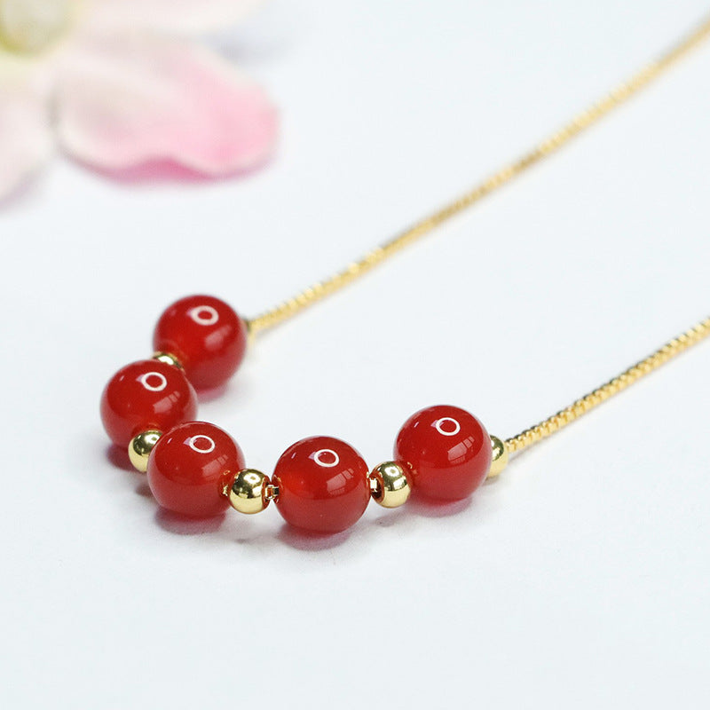 Natural red agate necklace chalcedony smile chain crystal fashion new Chinese style MN4051901