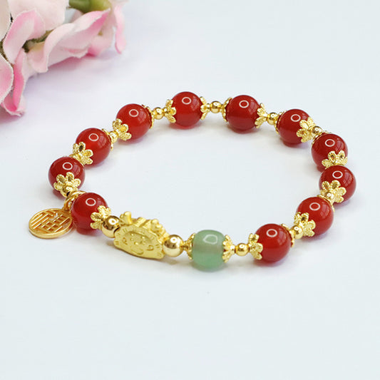 Natural red agate bracelet zodiac dragon bracelet year of the dragon zodiac year jewelry MN3112301