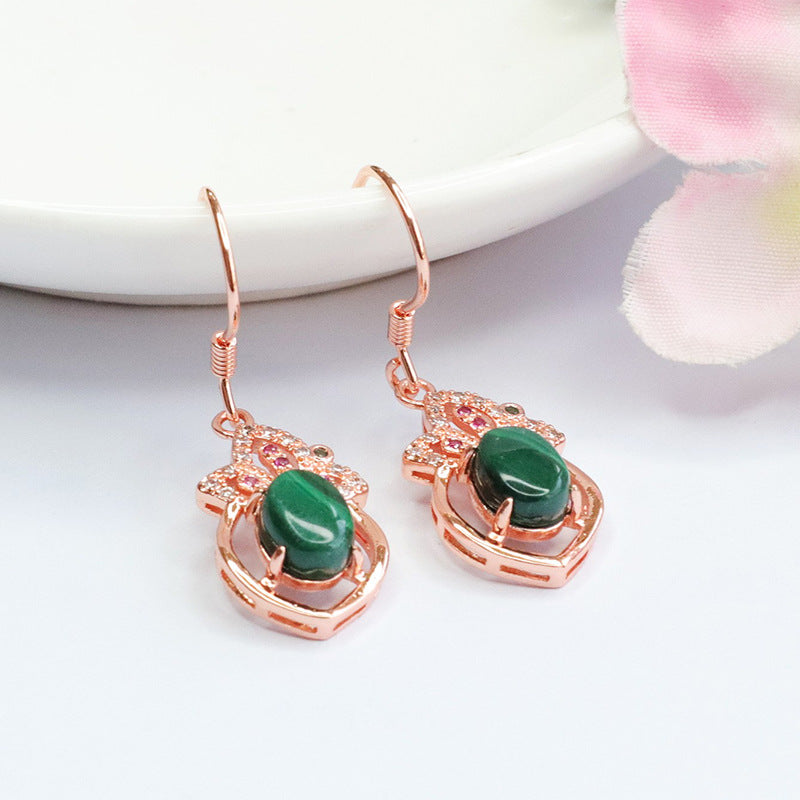 Natural malachite ear hooks colorful clover earrings women's jewelry CB3110703 