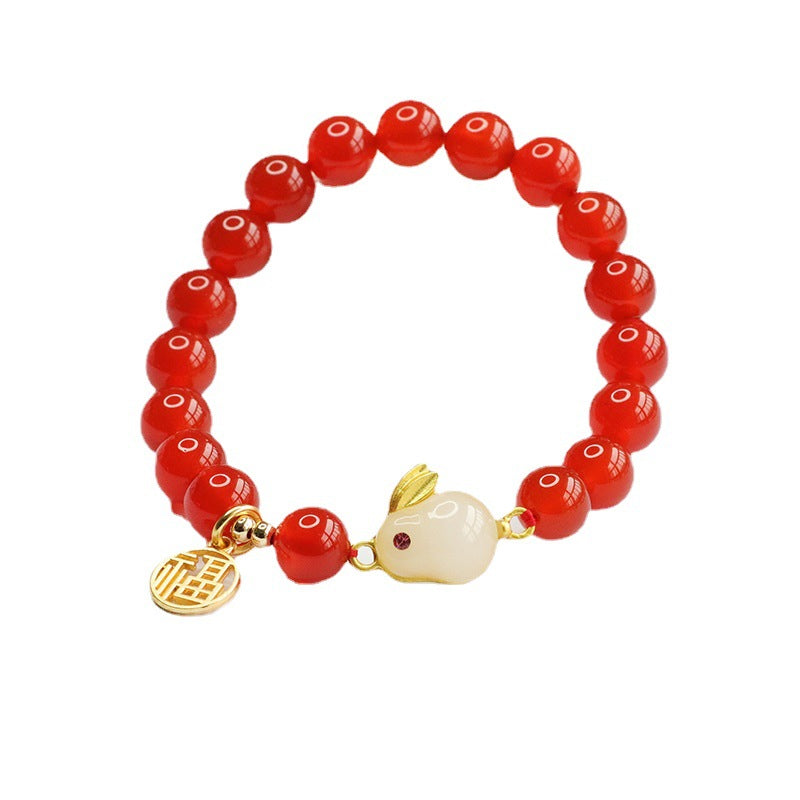 Natural Agate Rabbit Bracelet Red Agate Year of the Rabbit Bracelet Jewelry Jewelry MN2121408